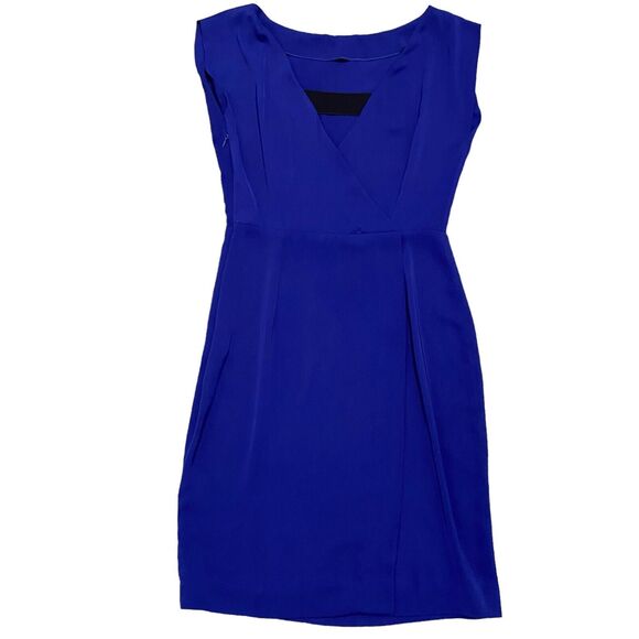 Sonia Rykiel Dress Knee Length M Cobalt Blue Cap Sleeve Open Back Cocktail - Picture 2 of 9